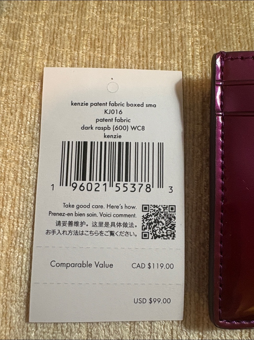 kate spade Patent Berry Card Case with Gold Plaque - Picture 6 of 9